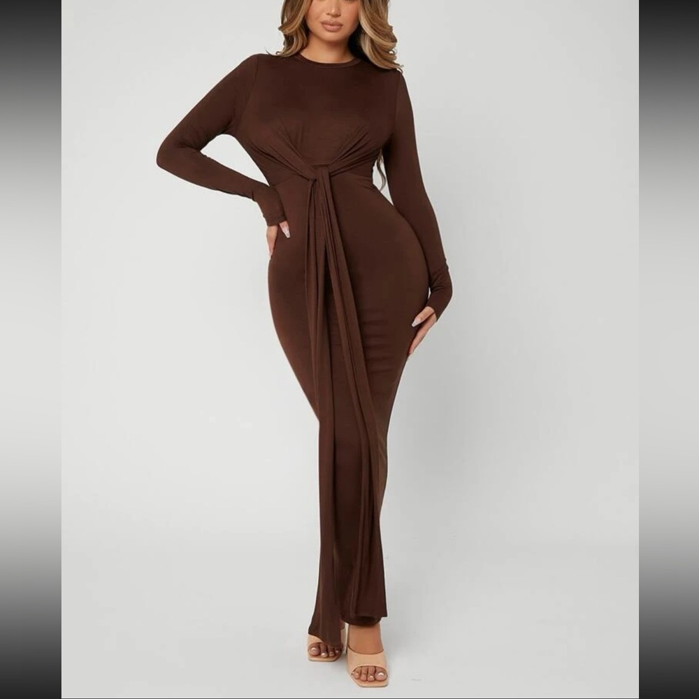 SHEIN SXY Tie Front Draped Bodycon Dress